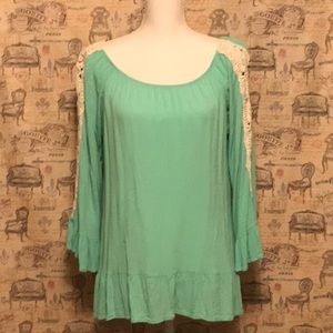 SOLD-****Light green peasant blouse